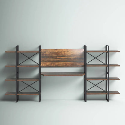 Rectangula Home Office Desk with 8 Antigue Wood Shelves