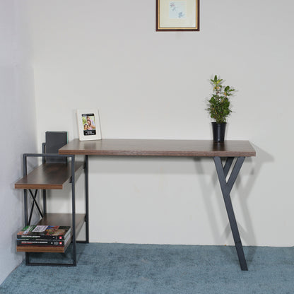 L - Shaped Home Office Desk with 2 Antigue Wood Shelves