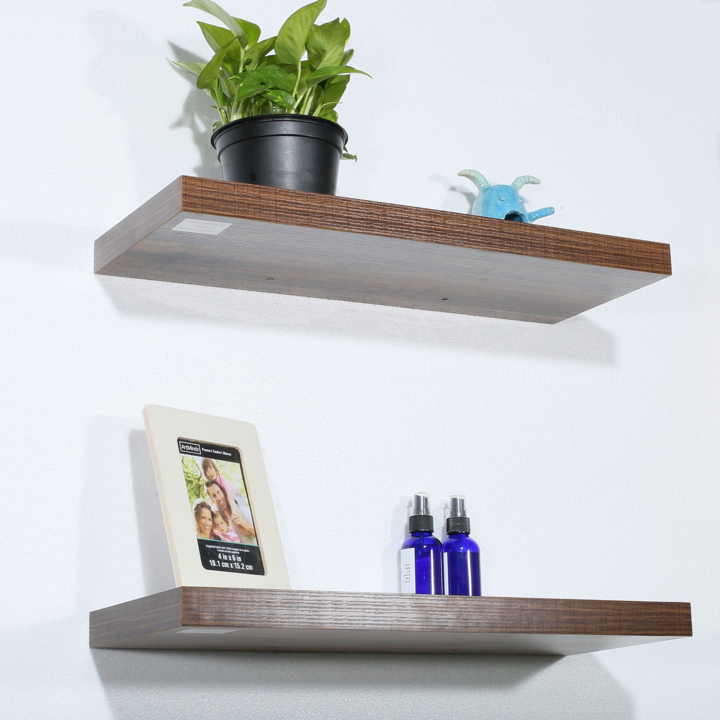 Set of 2 Modern and Contemporary Antique Walnut Floating Shelves
