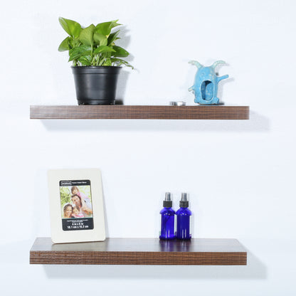 Set of 2 Modern and Contemporary Antique Walnut Floating Shelves