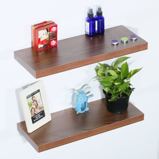 Set of 2 Modern and Contemporary JD Walnut Floating Shelf
