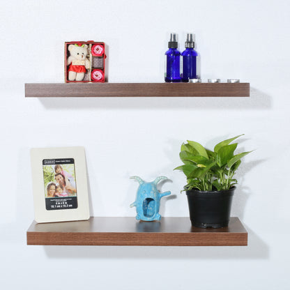 Set of 2 Modern and Contemporary JD Walnut Floating Shelf