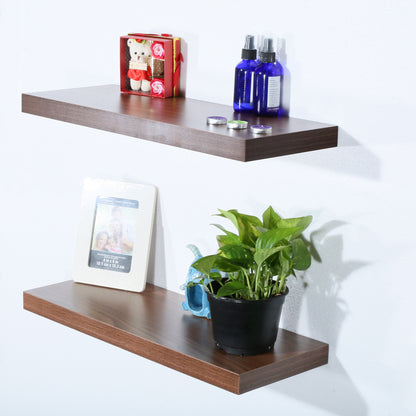Set of 2 Modern and Contemporary JD Walnut Floating Shelf