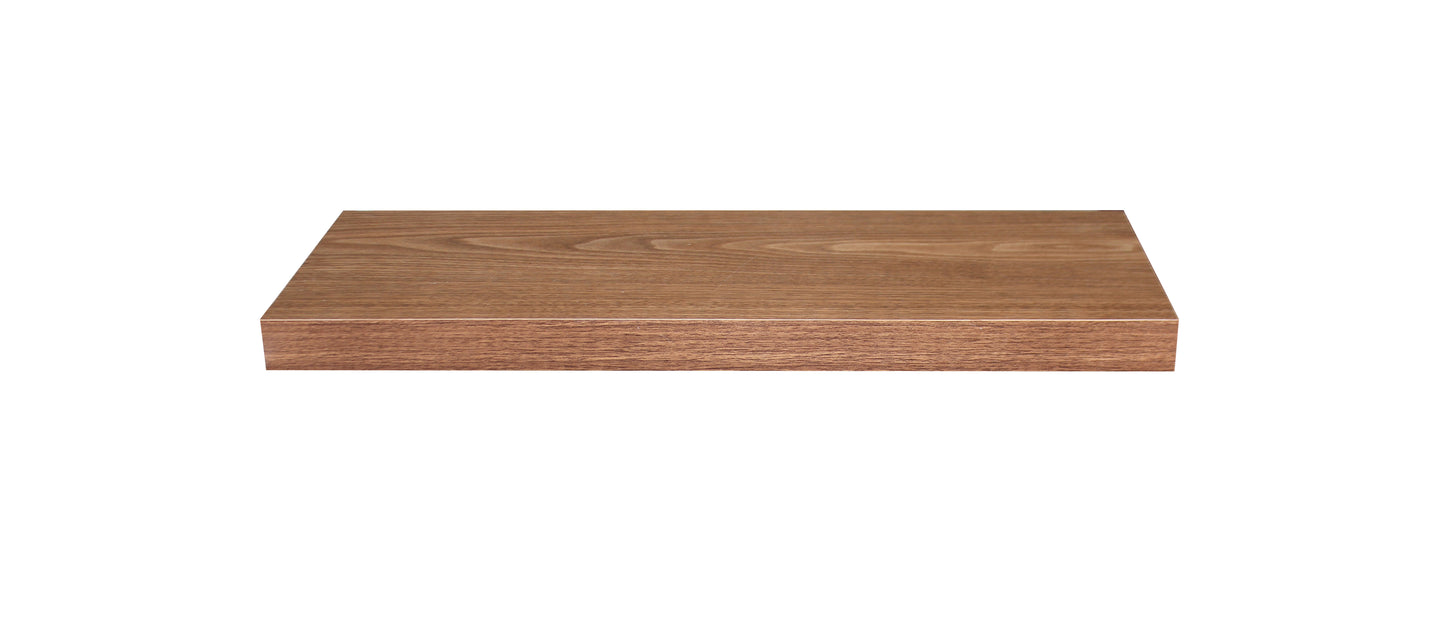 Floating Wall Shelf Antique Walnut Finish, Modern Wood Wall Mounted Storage Shelf