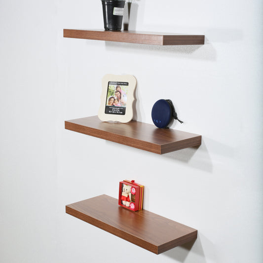 Set of 3 Modern and Contemporary JD Walnut Floating Shelf