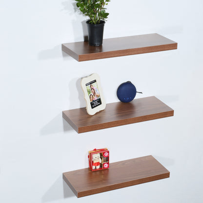 Set of 3 Modern and Contemporary JD Walnut Floating Shelf