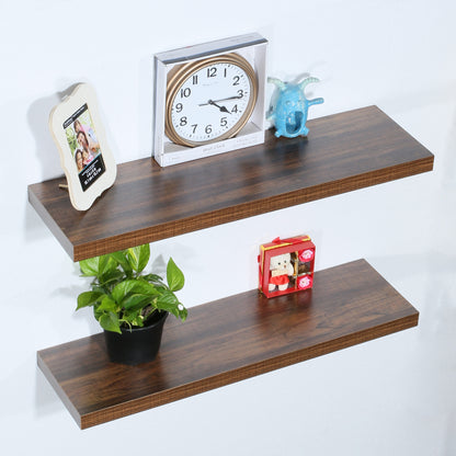 Set of 2 Modern and Contemporary Antique Walnut Floating Shelves