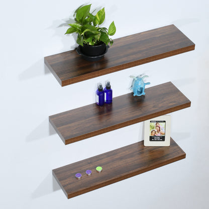Set of 3 Modern and Contemporary Antique Walnut Floating Shelf