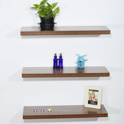 Set of 3 Modern and Contemporary Antique Walnut Floating Shelf