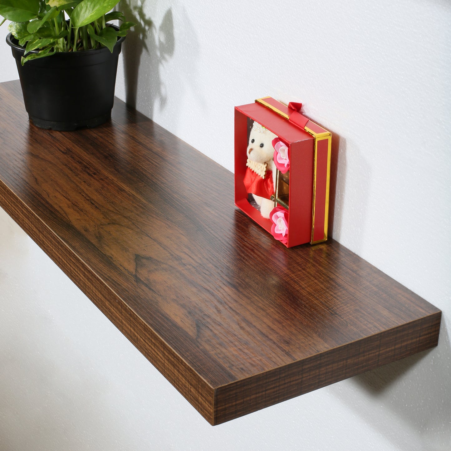 Wall Mounted Floating Shelf, Antique Walnut Wood Shelf for Storage & Display