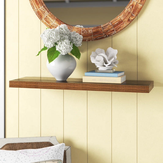 Wall Mounted Floating Shelf, Antique Walnut Wood Shelf for Storage & Display