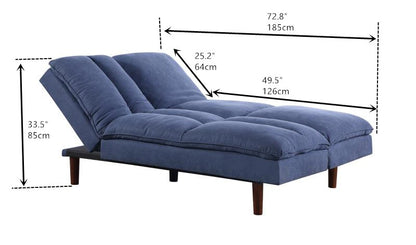 Convertible Futon Sofa Bed 76" Adjustable Back Upholstered Sleeper Couch with Wooden Legs, Blue