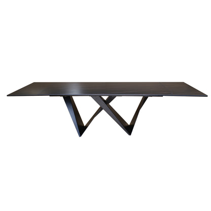 106.3'' Large Expandable Dining Table with Black Slate Ceramic Top for Dining Room