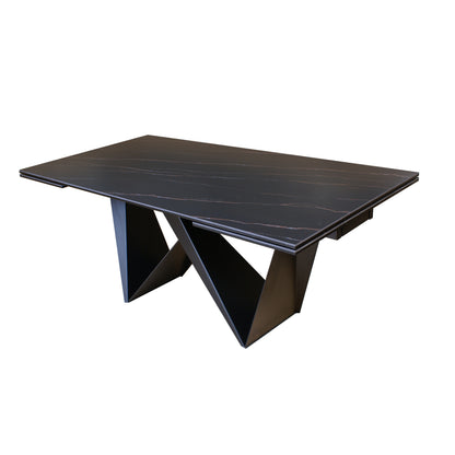 106.3'' Large Expandable Dining Table with Black Slate Ceramic Top for Dining Room