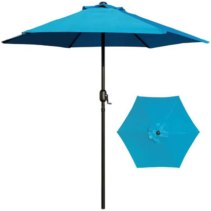 7.5FT Round Patio Umbrella with Tilt & Crank, Vented Outdoor Market Umbrella, Blue