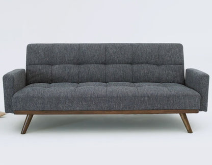 78.7" Convertible Futon Sofa Bed with Arms, Upholstered Sleeper Couch with Wooden Legs, Dark Blue
