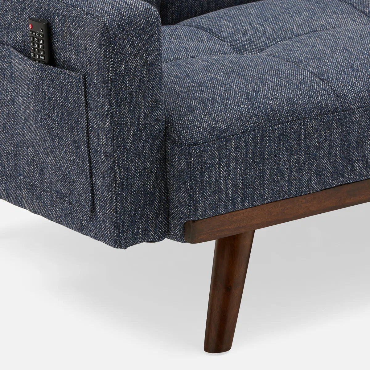 78.7" Convertible Futon Sofa Bed with Arms, Upholstered Sleeper Couch with Wooden Legs, Dark Blue