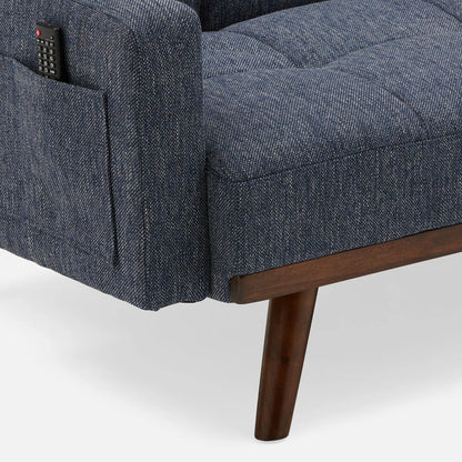 78.7" Convertible Futon Sofa Bed with Arms, Upholstered Sleeper Couch with Wooden Legs, Dark Blue