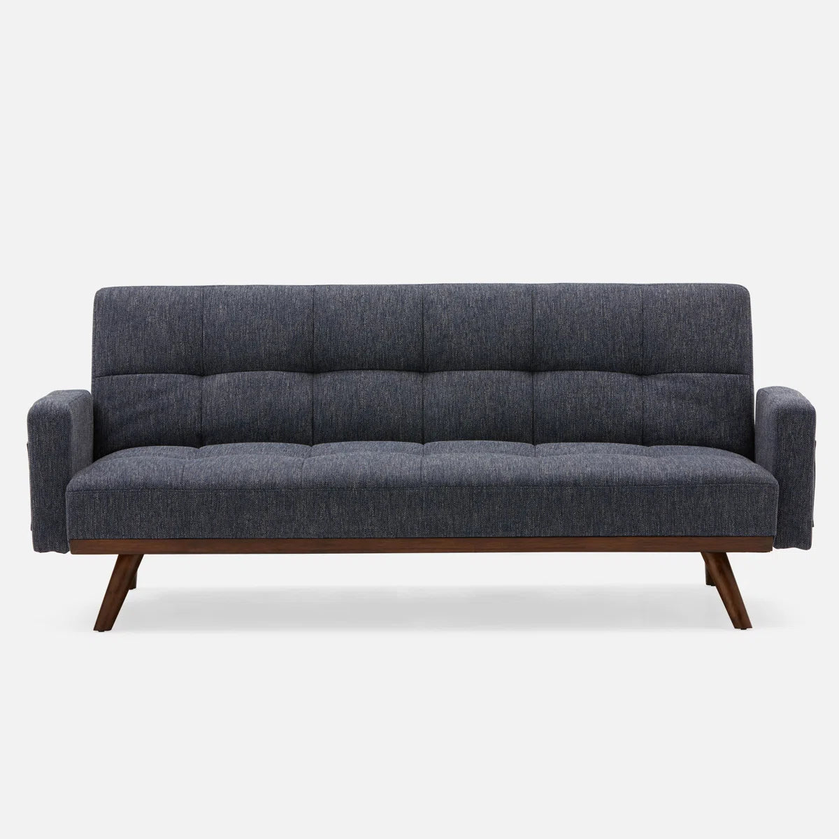 78.7" Convertible Futon Sofa Bed with Arms, Upholstered Sleeper Couch with Wooden Legs, Dark Blue