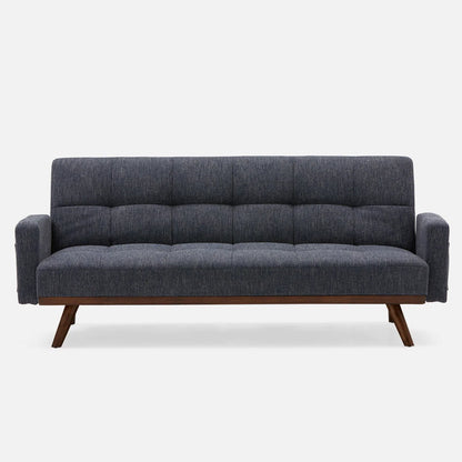 78.7" Convertible Futon Sofa Bed with Arms, Upholstered Sleeper Couch with Wooden Legs, Dark Blue