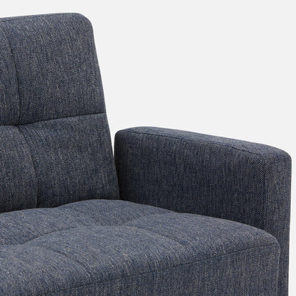 78.7" Convertible Futon Sofa Bed with Arms, Upholstered Sleeper Couch with Wooden Legs, Dark Blue