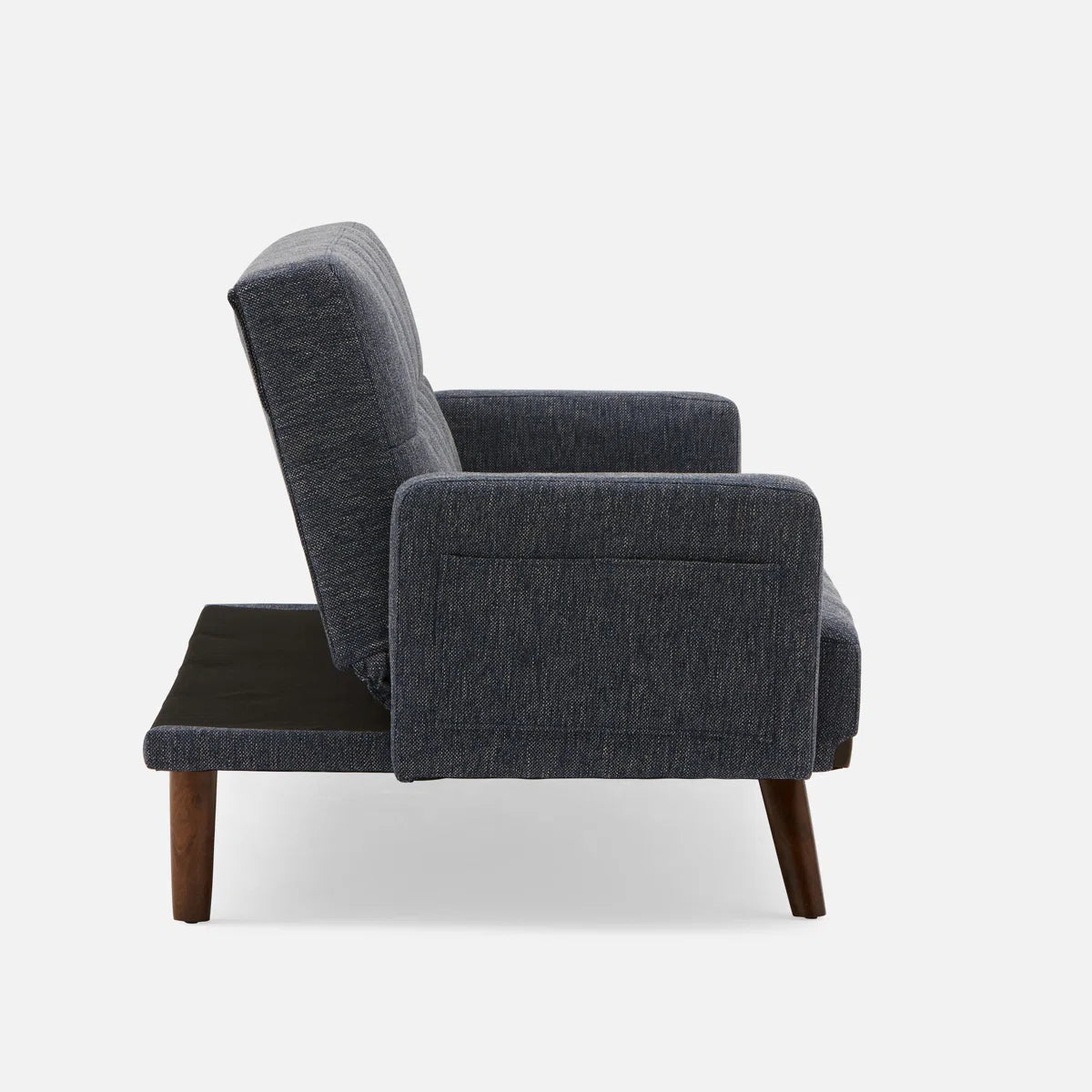 78.7" Convertible Futon Sofa Bed with Arms, Upholstered Sleeper Couch with Wooden Legs, Dark Blue