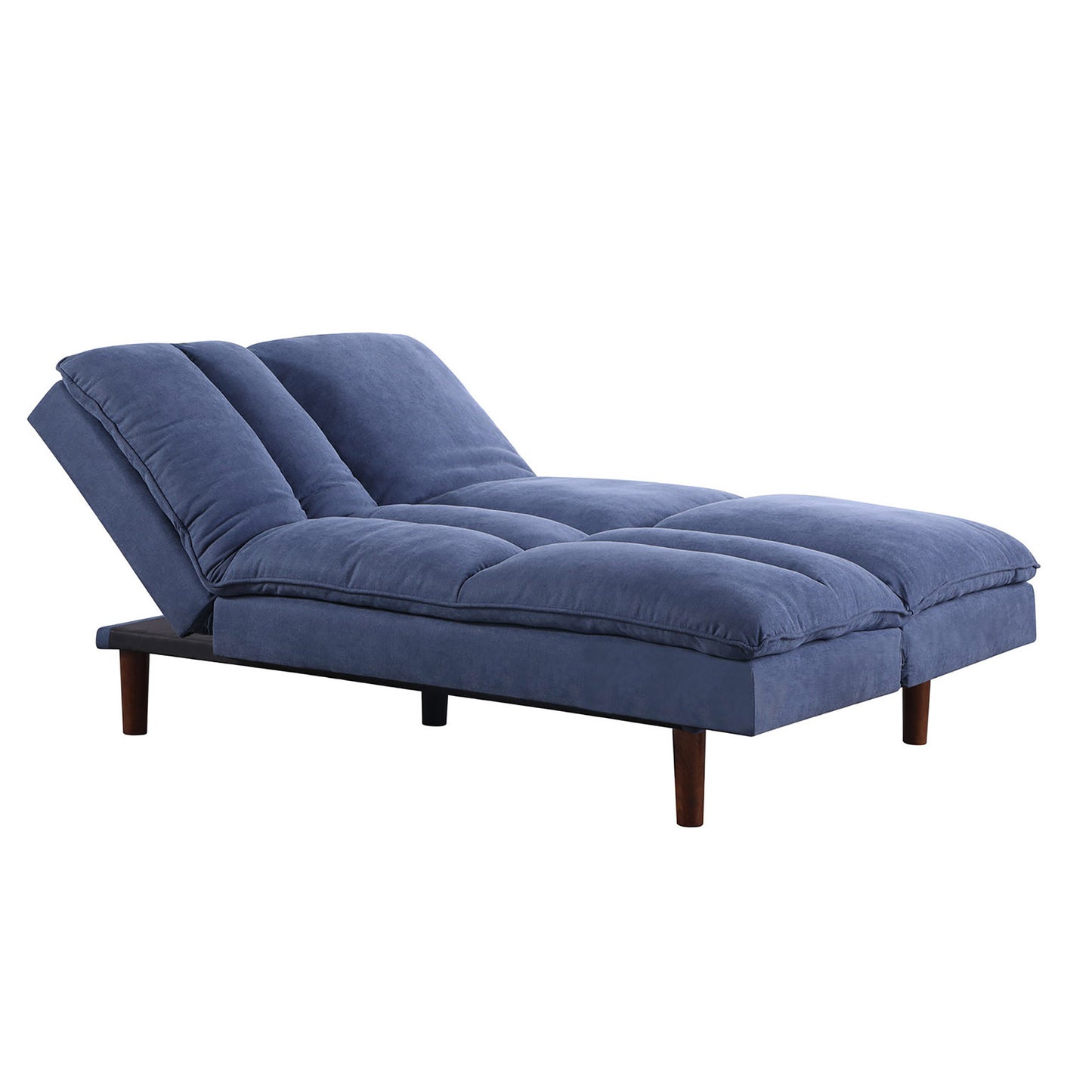 Convertible Futon Sofa Bed 76" Adjustable Back Upholstered Sleeper Couch with Wooden Legs, Blue