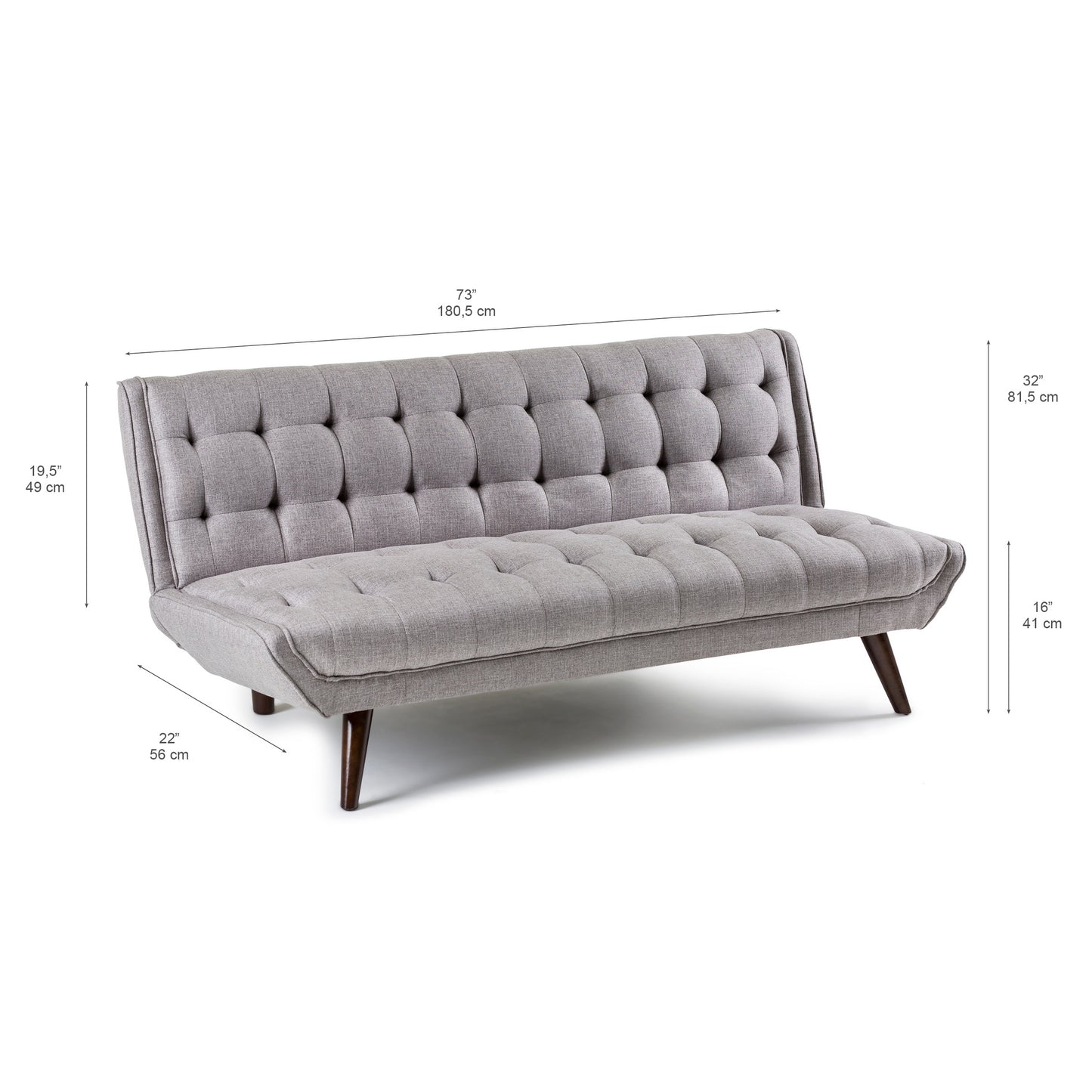 Modern Cotton Blend Fabric Sofa Bed with Wood Legs