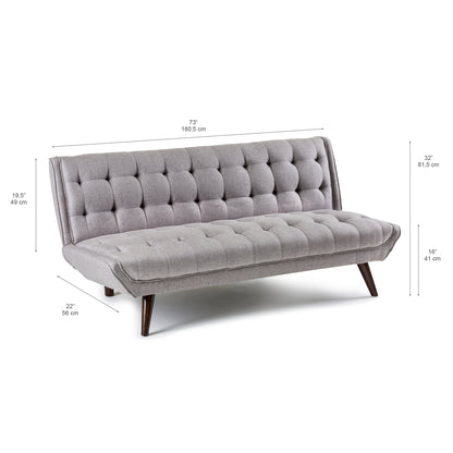 Modern Cotton Blend Fabric Sofa Bed with Wood Legs