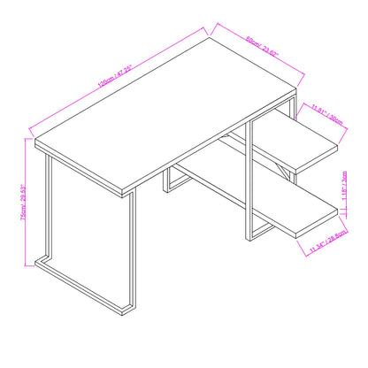 L - Shaped Home Office Desk with 2 Walnut Shelves
